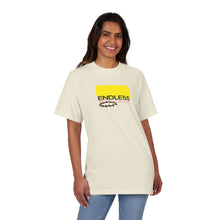 Endle55 Graphic T-Shirt — Vintage Yellow Logo & Sun Globe Backprint