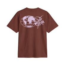 Graphic Tee — Retro Cyber Text Front & Lavender Globe Back