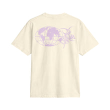 Graphic Tee — Retro Cyber Text Front & Lavender Globe Back